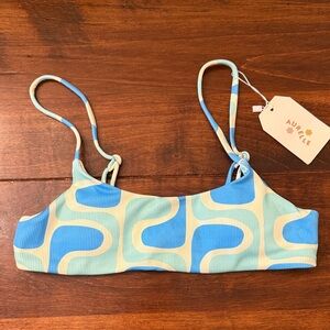 Aurelle Bondi Blue and Cream Patterned Bikini Top